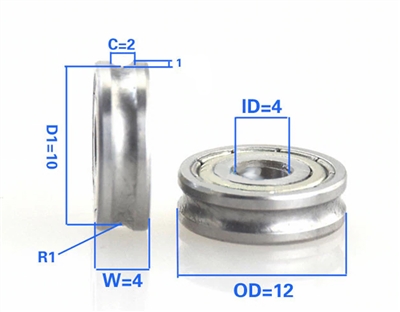 4mm Bore Bearing with 12mm Plastic Tire Angle view