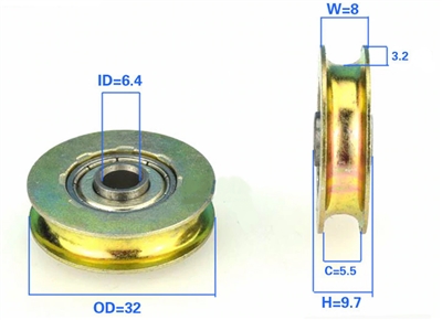 6.4mm Bore Bearing with 28.5mm Plastic Tire Angle view