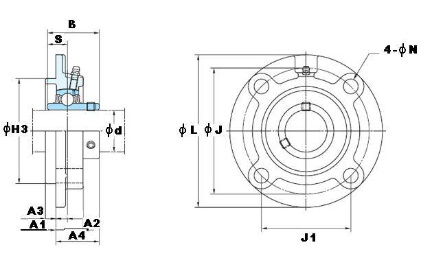 3/4 Round flanged Mounted Bearing UCFC204-12:vxb:Ball Bearing