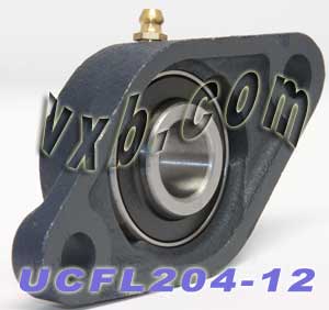 3/4 Inch Mounted Bearing UCFL204-12 + 2 Bolts Flanged Cast Housing:vxb:Ball Bearings